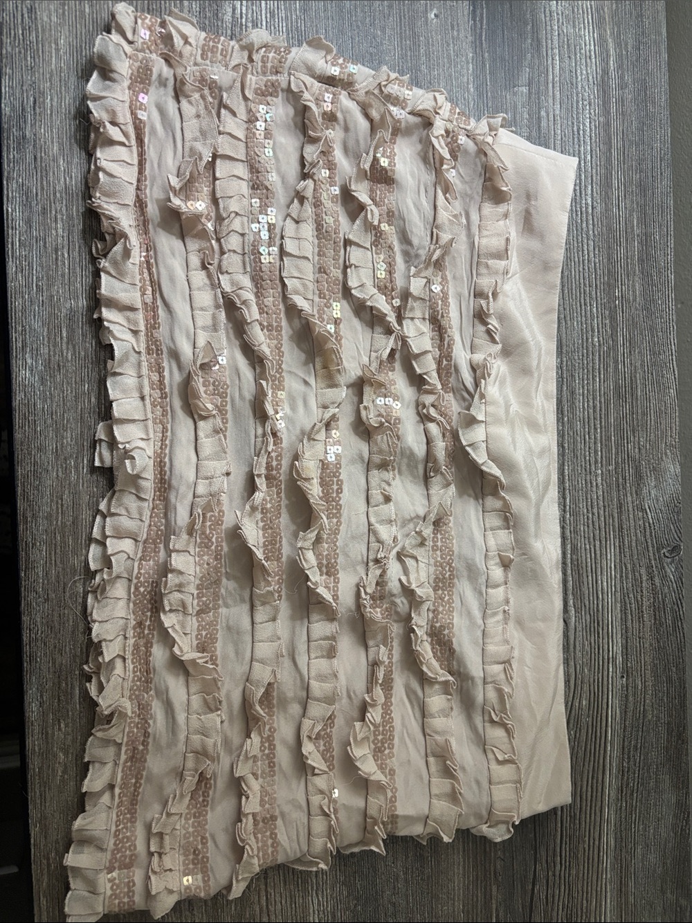 bebe Pale Blush mini skirt with Ruffled Detail